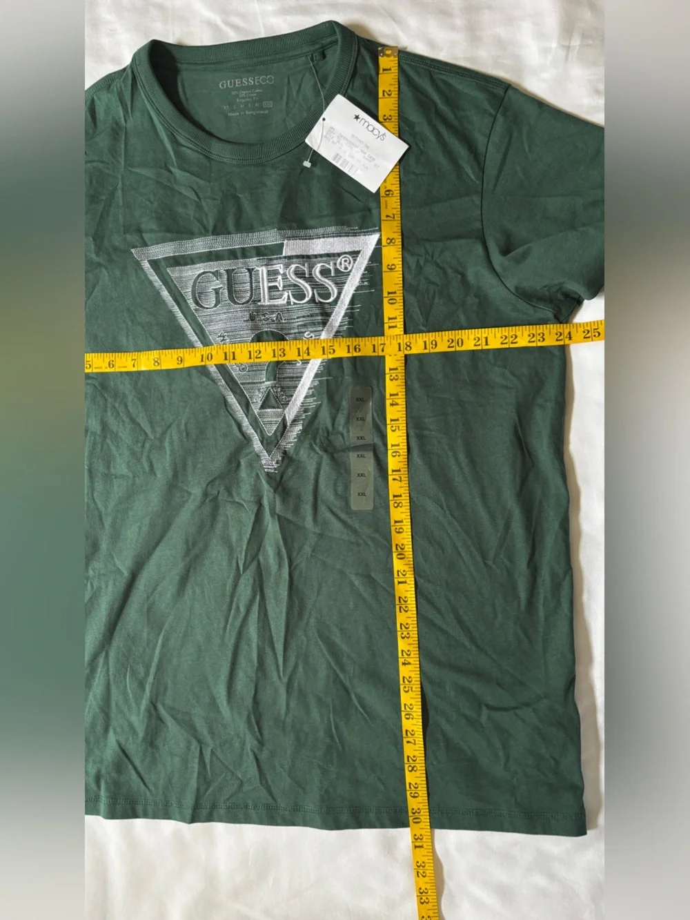 Guess Eco XXL Green Logo Graphic T Shirt Men NWT Organic Cotton - Picture 5 of 7